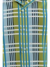 Lanvin Multicolor Check Pattern Cotton Camp Collar Shirt In Budgie