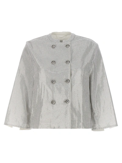 Ermanno Scervino Rhinestone Blazer Jacket In Silver