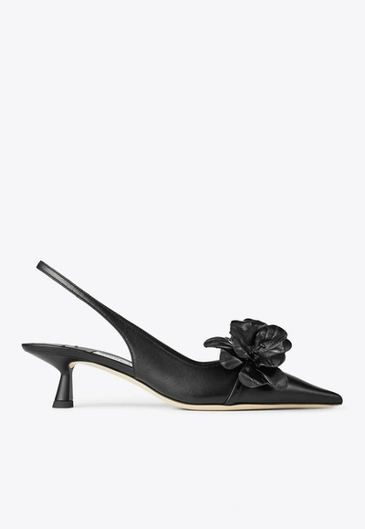 Jimmy Choo Amita 45 Nappa Leather Slingback Pumps In Black