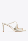 Jimmy Choo Womens Champagne Anise 75 Glitter-effect Leather Heeled Sandals In Metallic