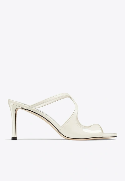 Jimmy Choo Anise 95 Patent Leather Mules In White