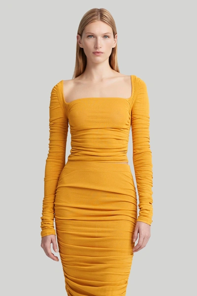 Altuzarra Asgard Ruched Jersey Top In Bright Saffron