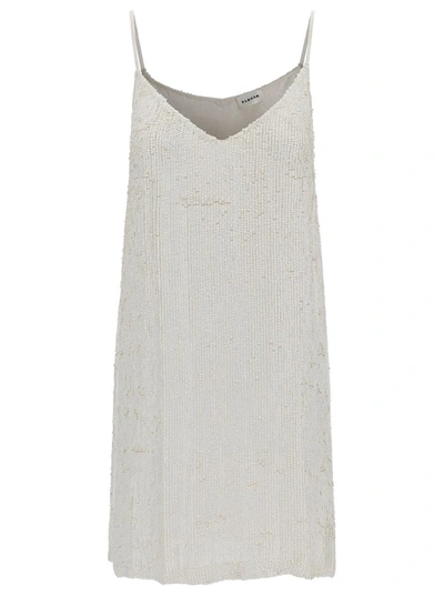 P.a.r.o.s.h Mini White Dress With All-over Paillettes In Viscose Woman