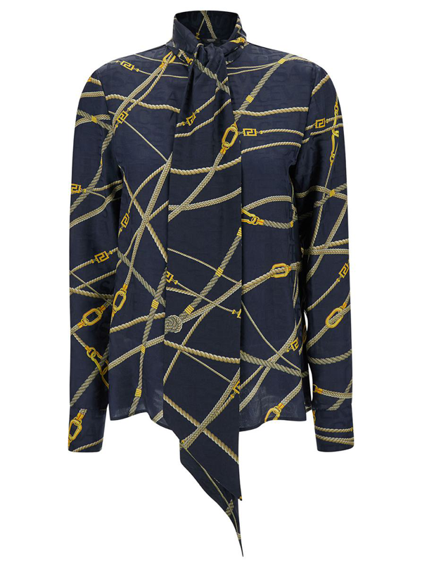 Versace Greca Nautical long-sleeve shirt - Blue