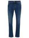 JACOB COHEN BLUE SLIM LOW WAISTED JEANS WITH PATCH IN COTTON DENIM MAN