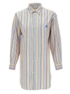 ETRO OVERSIZED MULTICOLOR SHIRT WITH STRIPE MOTIF AND PEGASUS EMBROIDERY IN COTTON WOMAN