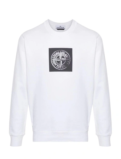 Stone Island Compass Cotton Sweatshirt In White