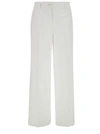 DOLCE & GABBANA WHITE PALAZZO PANTS WITH LOGO DETAIL IN STRETCH COTTON WOMAN