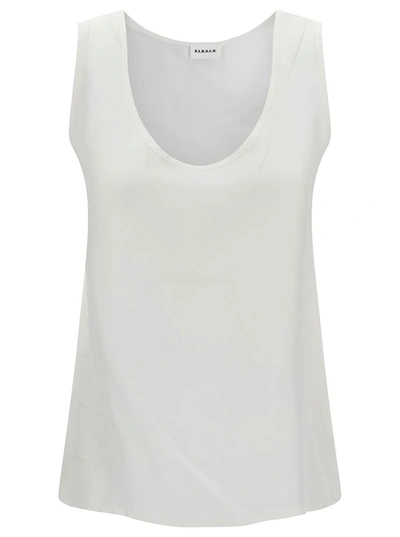 P.a.r.o.s.h White Tank Top With Plunging U Neckline In Polyamide Woman