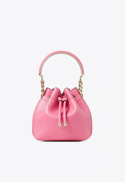 Jimmy Choo Bon Bon Leather Bucket Bag In Pink