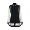 OFF-WHITE BRUSHED WOOL LEATHER VARSITY DRESS