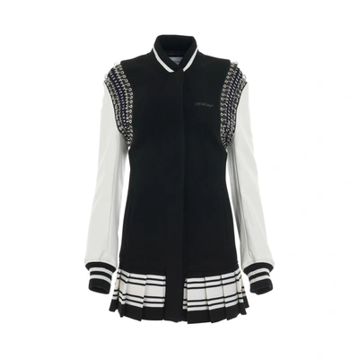 Off-white Brushed Wool Leather Varsity Dress