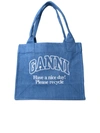 GANNI GANNI 'EASY' SHOPPING BAG IN BLUE RECYCLED COTTON