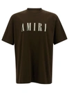AMIRI BROWN T-SHIRT WITH CONTRASTING LOGO PRINT IN COTTON MAN