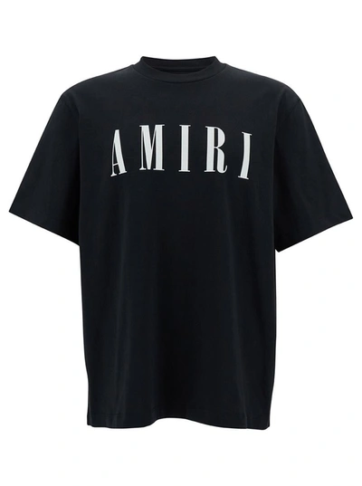AMIRI BLACK T-SHIRT WITH CONTRASTING LOGO PRINT IN COTTON MAN
