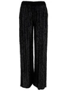 P.A.R.O.S.H BLACK LOOSE PANTS WITH ALL-OVER PAILLETTES IN VISCOSE WOMAN