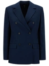 THEORY BLUE DOUBLE-BREASTED JACKET WITH NOTCHED REVERS IN VISCOSE WOMAN