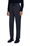 Sandro Elasticated Straight-leg Trousers In Gris_chine