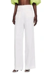 Sandro Pleated Slub-woven Wide-leg Pants In White