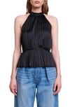 MAJE LEVILLE PLEATED HALTER TOP