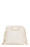 Maje Ecru Mini M Croc-embossed Leather Shoulder Bag 1 Size