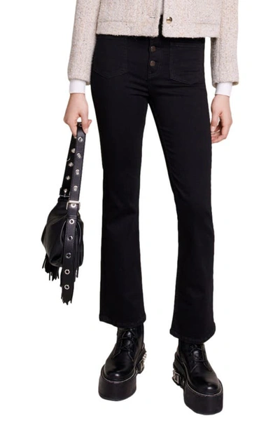Maje Passion High Waist Flare Jeans In Black