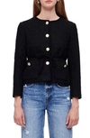 Maje Straight-cut Tweed Jacket In Noir / Gris