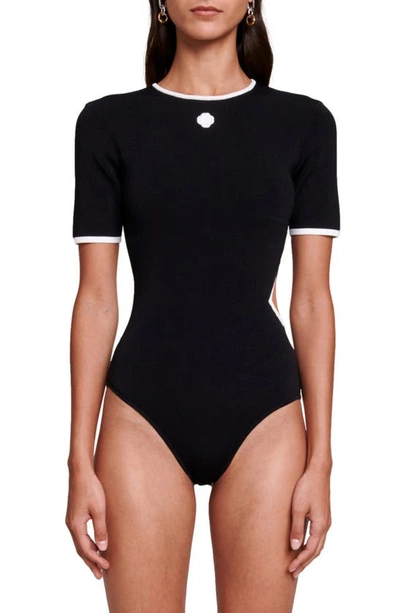 Maje Momenty Cutout Bodysuit In Black