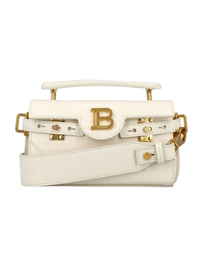 Balmain B-buzz 19 Monogram Crossobody Bag In Cream