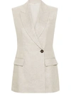 BRUNELLO CUCINELLI BRUNELLO CUCINELLI SLEEVELESS BLAZER WITH METALLIC THREAD