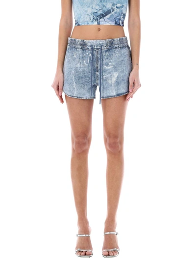 Diesel Sunny Check-pattern Denim Shorts In Blue