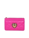 Dolce & Gabbana Medium Devotion Card Holder In Matelasse Nappa In Rosa Shocking