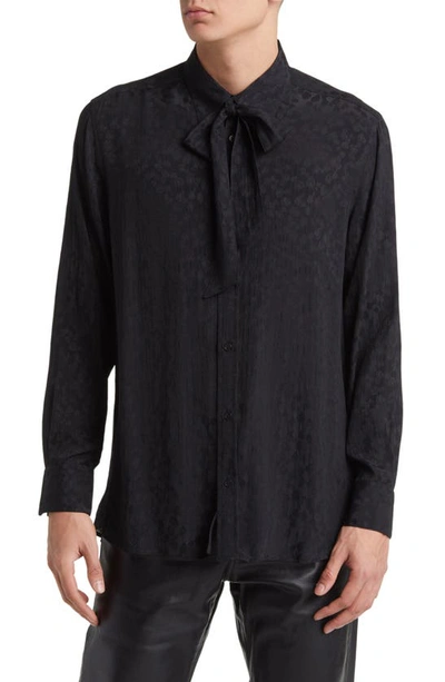 Blk Dnm Slim Fit Jacquard Shirt In Black Jacquard