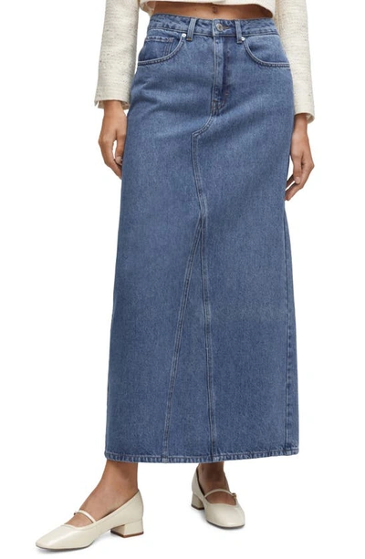 Mango Women's Denim Long Skirt In Open Blue