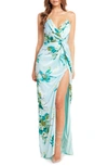 KATIE MAY FINN FLORAL STRAPLESS SHEATH GOWN