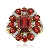 Ross-simons Garnet And . Diamond Ring In 14kt Yellow Gold In Red
