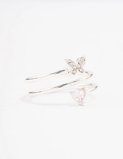 Lovisa Silver Plated Heart Butterfly Wrapped Ring