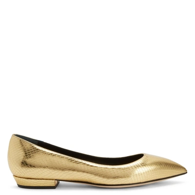 Giuseppe Zanotti Dhalia Leather Ballerina Shoes In Gold