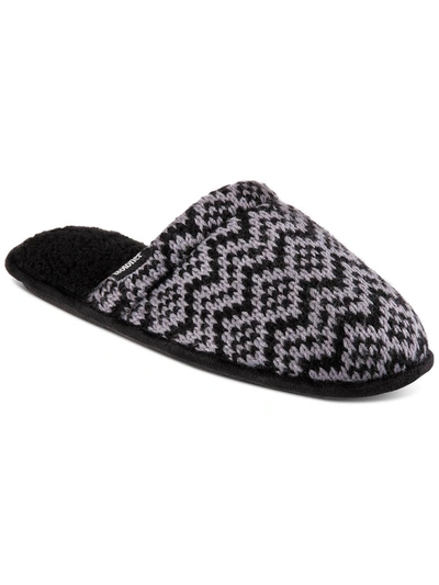 Isotoner Mens Faux Shearling Chervon Slide Slippers In Grey