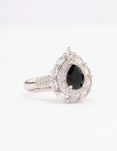 Lovisa Black Flare Pear Cubic Zirconia Ring