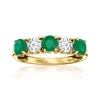 Ross-simons Emerald And . Lab-grown Diamond Ring In 14kt Yellow Gold In Green