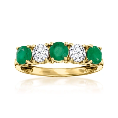 Ross-simons Emerald And . Lab-grown Diamond Ring In 14kt Yellow Gold In Green