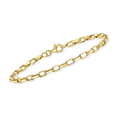 Rs Pure By Ross-simons 14kt Yellow Gold Paper Clip Box-link Bracelet In Multi