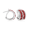 ROSS-SIMONS SIMULATED RUBY AND CZ C-HOOP EARRINGS IN STERLING SILVER