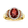 ROSS-SIMONS GARNET AND . RED AND WHITE DIAMOND RING IN 18KT GOLD OVER STERLING