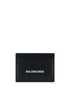 Balenciaga Black Card Holder With Logo Lettering On The Front In Grained Leather Man In Black/l White