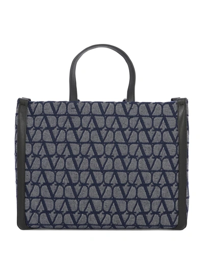 Valentino Garavani Toile Iconographe Medium Shopper Bag In Blue