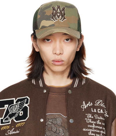 Amiri Khaki Ma Trucker Cap In Camo