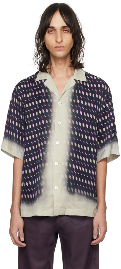 Dries Van Noten Navy Graphic Shirt In Blue