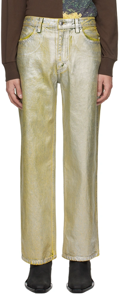 Eckhaus Latta Silver Wide Leg Jeans In Sterling